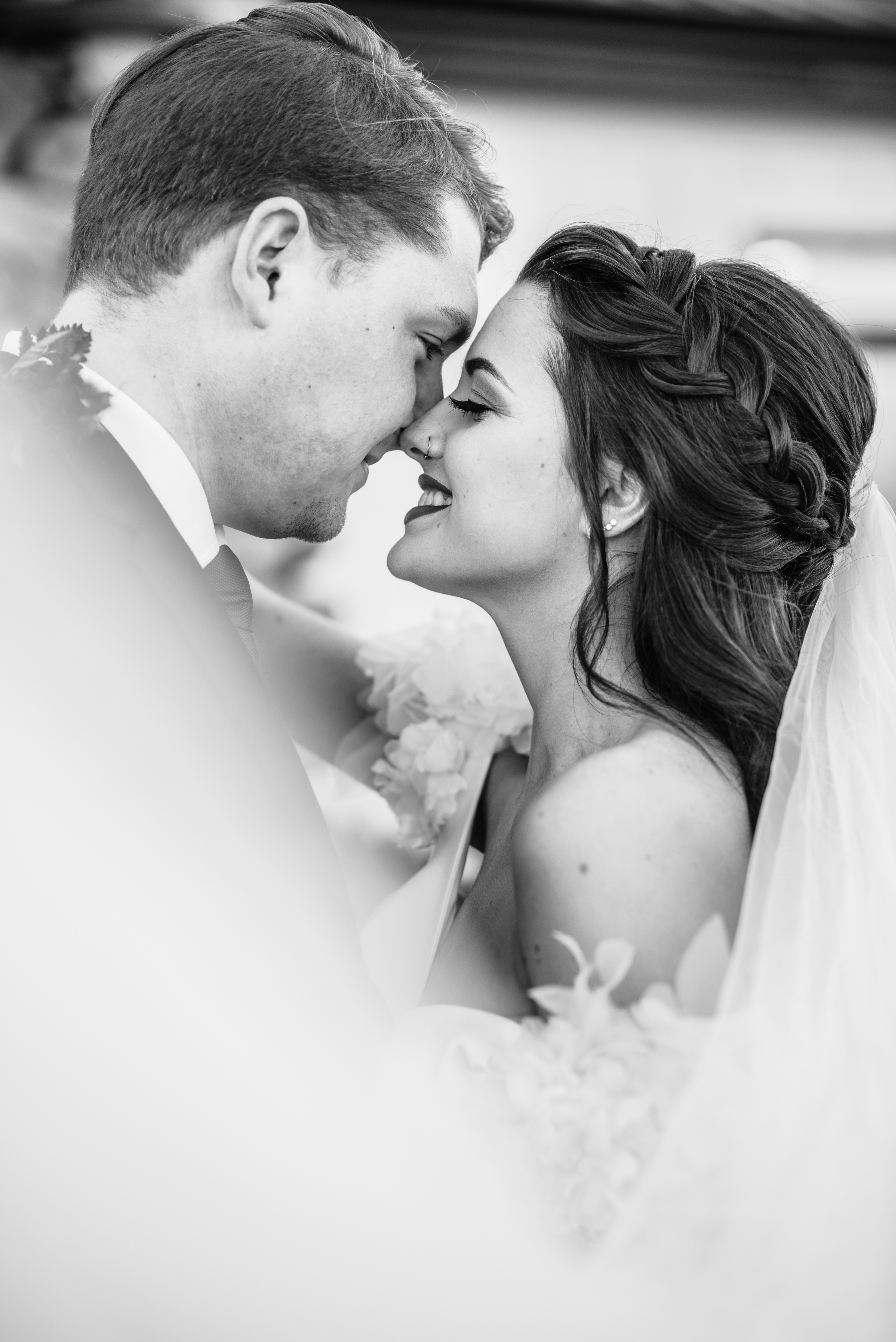 Bride and Groom nose to nose
